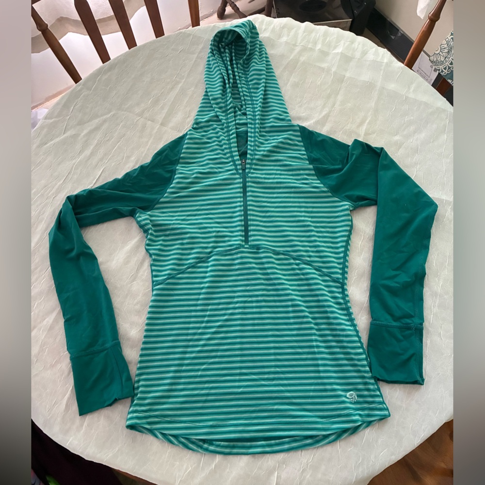 Mountain Hardwear Teal Striped Pullover Medium